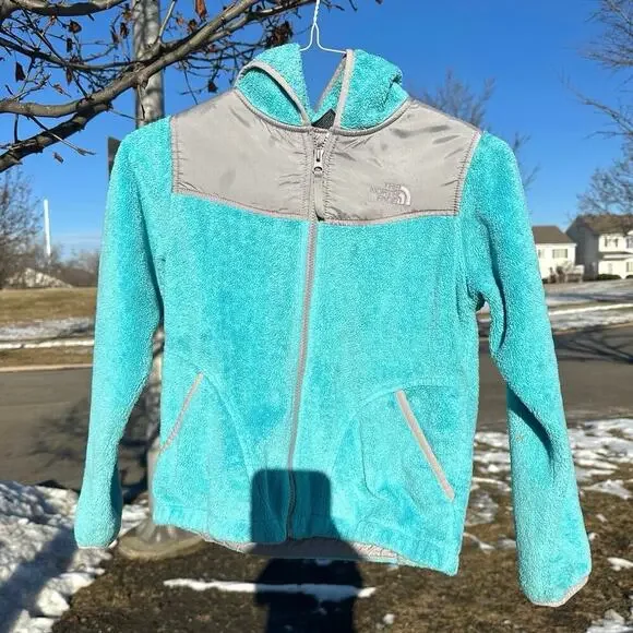 The North Face Big‎ Girl’s Full Zip Fleece Jacket Size Medium 10/12 Turquoise - Picture 11 of 13